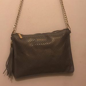 NWOT Gray and gold cross body/ wristlet bag